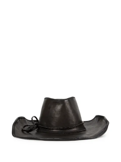Ann Demeulemeester grained-leather braided-trim hat Black B0014378LT137
