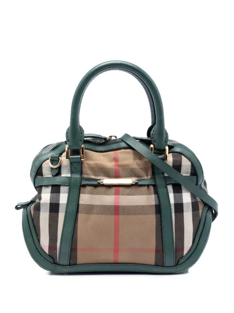 Burberry Pre-Owned 2000-2017 Small Leather Trimmed House Check Canvas Bridle Orchard satchel Neutrals KQBRSSCBQWZ0XIJP