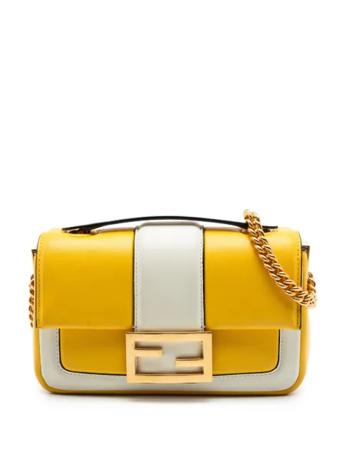 Fendi Pre-Owned 2010-2026 Mini Bicolor Nappa Apolo Chain Baguette shoulder bag Yellow I7XK1EOLFDIT17T3