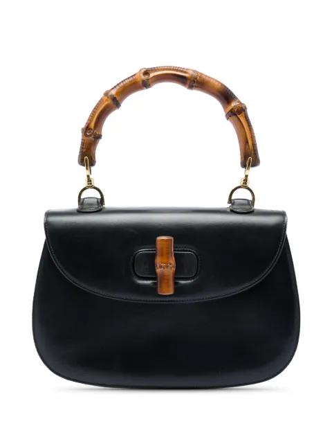 Gucci Pre-Owned 20th Century Calfskin Bamboo Night satchel Black 0BB07EXBKQAZ9R21