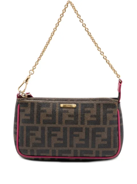 Fendi Pre-Owned 2010-2026 Zucca Spalmati Chain Pochette shoulder bag Brown FUBIW25I9PXEACIX