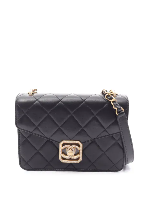 CHANEL Pre-Owned 2021-2026 Quilted Lambskin Crystal Geometric CC Frame Flap crossbody bag Black FGHVP4O8KXASL8X3