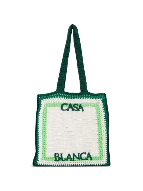 Casablanca crochet cotton tote bag Green ABAG19601
