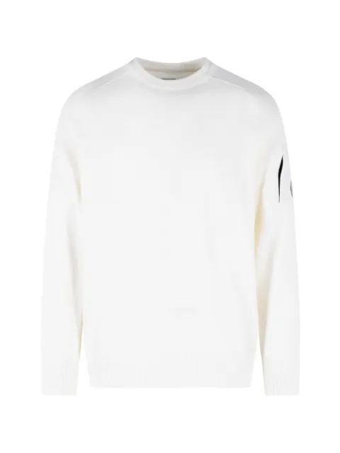 C.P. Company lens-detail ribbed-shoulder sweater White 21CMKN085A110149A103