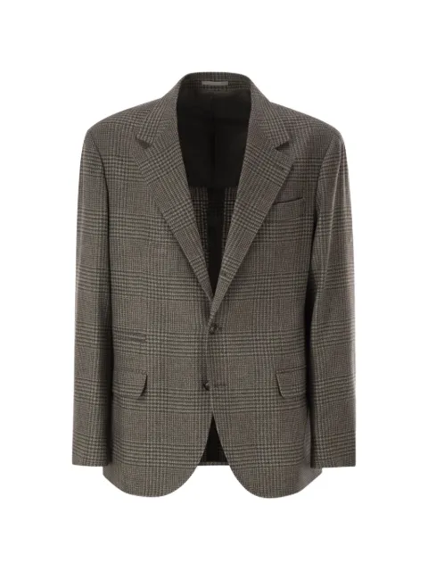 Brunello Cucinelli check-pattern long-sleeve blazer Grey MV4437BTDAC822