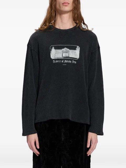 Ann Demeulemeester graphic-print waffle-knit T-shirt Black B0014442FA792