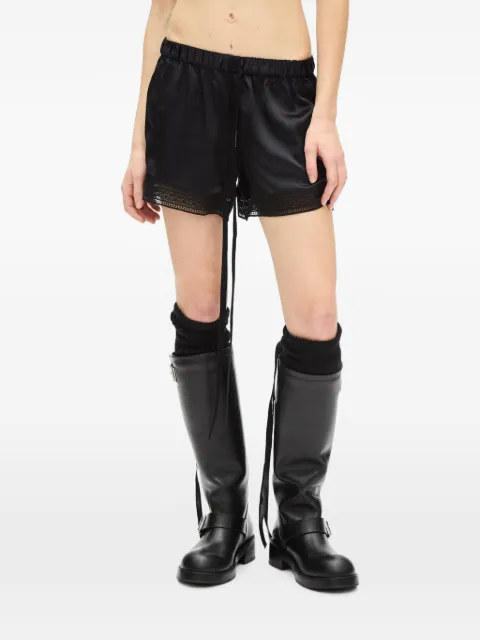 Ann Demeulemeester Anda lace-trim satin shorts Black B0014341FA134