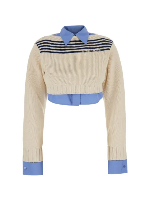 Balenciaga striped layered-effect sweater Neutrals 876833T3464