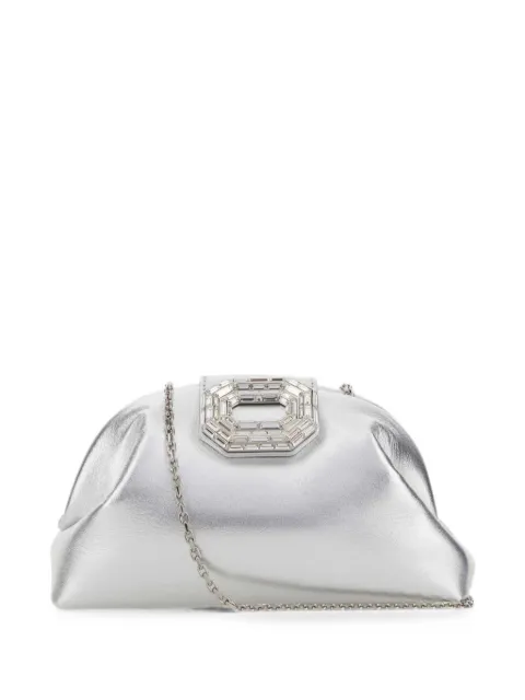 Amina Muaddi Camelia crystal-embellished clutch bag Silver CAMELIABAG
