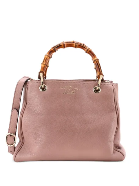 Gucci Pre-Owned Bamboo Shopper Leather Small tote bag Neutrals YQ156I03AAGH6KC2