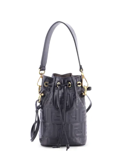 Fendi Pre-Owned Mon Tresor Zucca Embossed Leather Mini bucket bag Black Y6Y8JTRUD6WLFY36