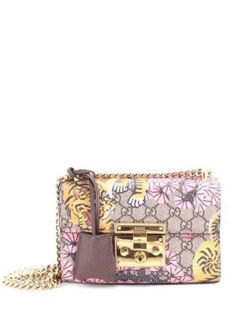 Gucci Pre-Owned Padlock Bengal Print GG Coated Canvas Small shoulder bag Brown UC525Z4O7GJQNHL2