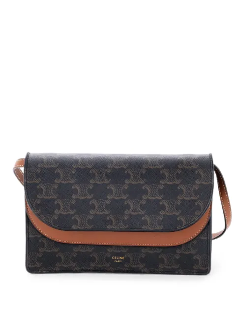 Celine Pre-Owned Wallet on Strap Triomphe Coated Canvas crossbody bag Brown QE0N9JR6P01DHMG7