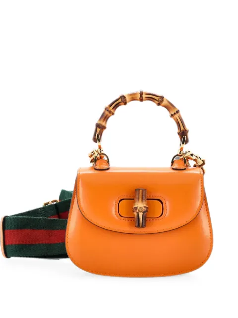Gucci Pre-Owned Bamboo 1947 Top Handle Bag Leather Mini shoulder bag Orange K4I0L1ICOQHDBPCH