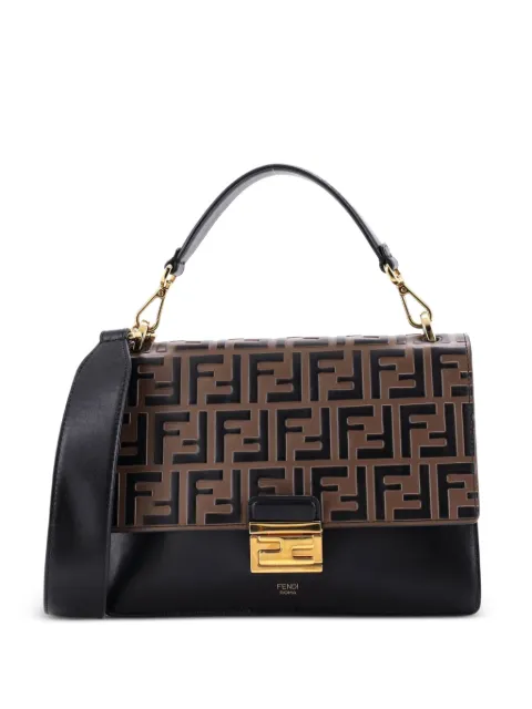 Fendi Pre-Owned Kan U Zucca Embossed Leather Medium shoulder bag Black 6WEGC13COJ2PEF0W