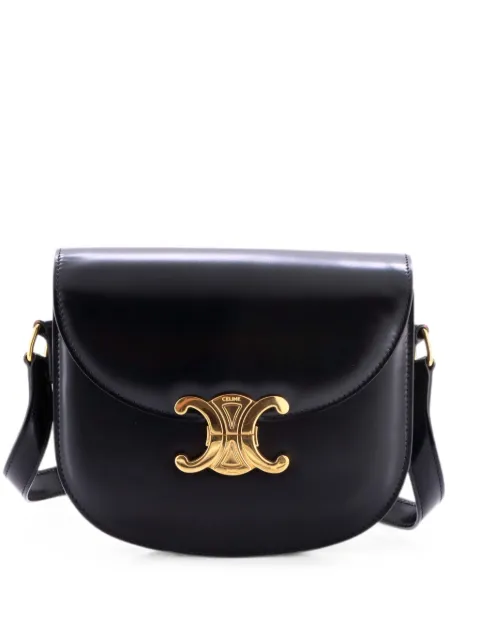 Celine Pre-Owned Triomphe Besace Clea Flap Bag Leather shoulder bag Black 4GNH35NX06C8DGWP