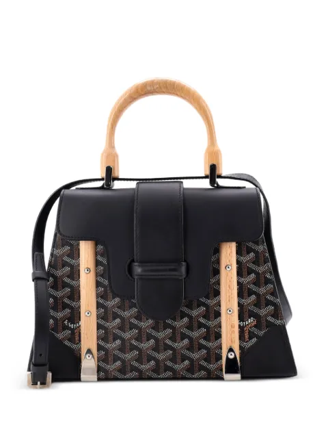 Goyard Pre-Owned Saigon Top Handle Bag Coated Canvas with Leather PM satchel Black X47T88DQYHBBN9ZQ