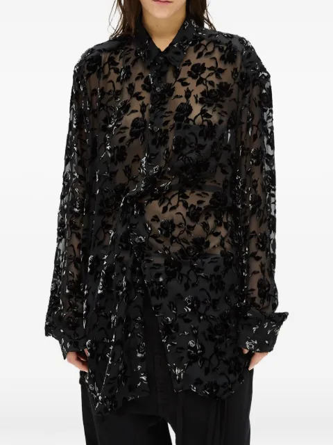 Ann Demeulemeester Elisabeth floral-devoré shirt Black B0010219FA749