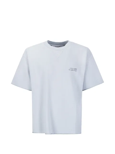 Golden Goose logo-print raw-edge T-shirt Blue GUP02853P002632