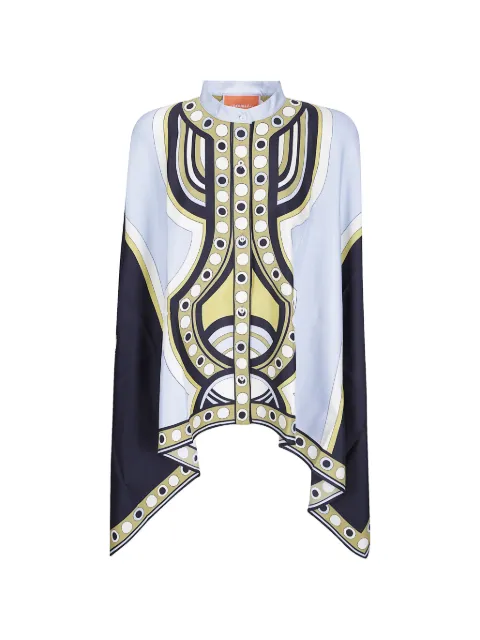La DoubleJ Foulard geometric-print shirt Blue SHI0059SIL006SAC02