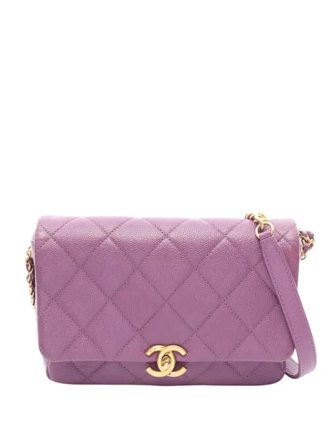 CHANEL Pre-Owned 2021-2026 Small CC Quilted Caviar Flap shoulder bag Purple YKW9KWGFUKR2CXC9