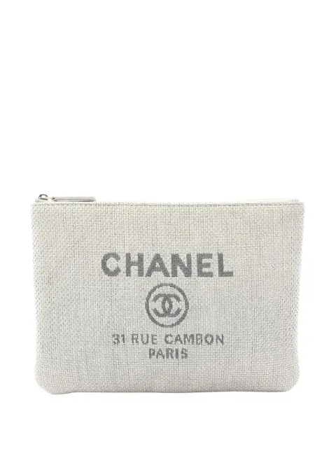 CHANEL Pre-Owned 2016-2017 Large Tweed Deauville O Case clutch bag Grey VPFGR1D4QPK320Q9