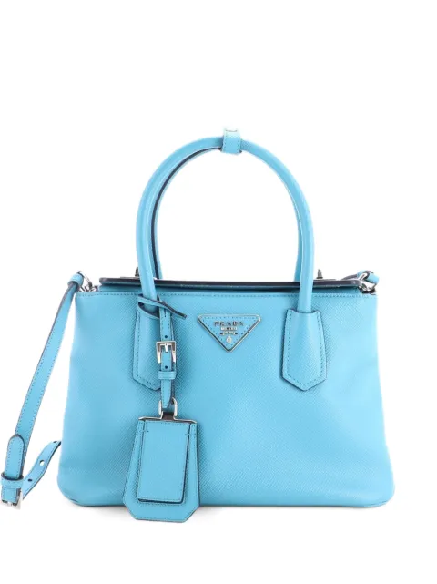 Prada Pre-Owned Turnlock Cuir Twin Tote Saffiano Leather Mini satchel Red Q7K1NDB3RSYNBDGH