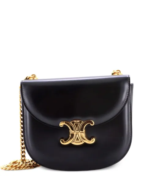 Celine Pre-Owned Triomphe Besace Clea Chain Flap Bag Leather shoulder bag Black 7EIWSGB5TBM6GZNS