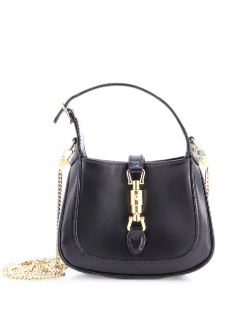 Gucci Pre-Owned Jackie 1961 Chain Leather Super Mini hobo bag Black 4NMYDLVWKQFTHD9R