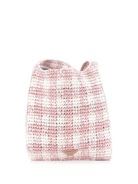 Prada Pre-Owned Logo Messenger Bag Printed Raffia Small crossbody bag Pink THS8ZIIMPWQGMFIB