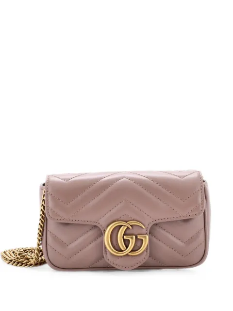 Gucci Pre-Owned GG Marmont Flap Bag Matelasse Leather Super Mini crossbody bag Neutrals 2NAD18YZRBNJ4VFE