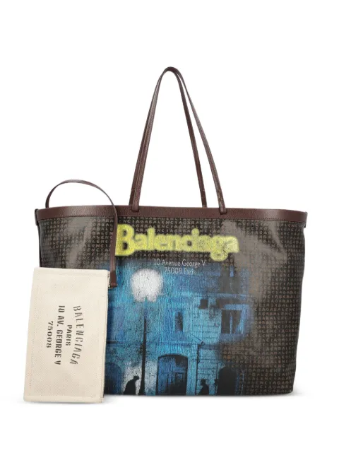 Balenciaga logo-print leather-trim tote bag Brown A000QC2ACQI6974