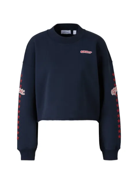 Off-White logo-embroidered star-print sweatshirt Blue 2FE00512TW493