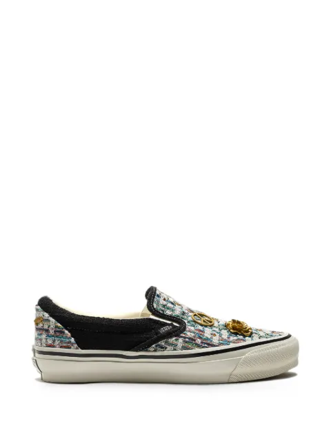 Vans Slip-on tweed charm-embellished sneakers Black VN000D9WY28