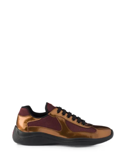 Prada Prada America's Cup metallic leather and bike fabric sneakers Brown 4E3400FG0003LNG