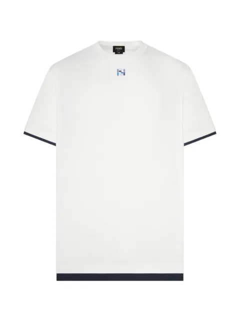 FENDI embroidered-logo layered-detail T-shirt White FY1358AUIB