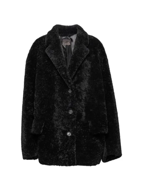 Prada shearling caban jacket Black 56A048S2221ZIK