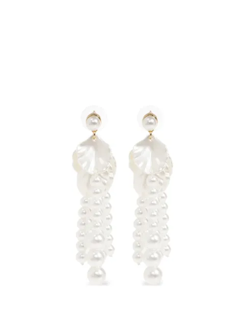 Self-Portrait petal glass-pearl earrings White PF26635EP