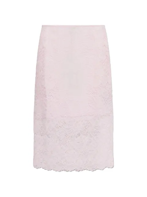 ROTATE BIRGER CHRISTENSEN lace-overlay scalloped-edge midi skirt Pink 1162640