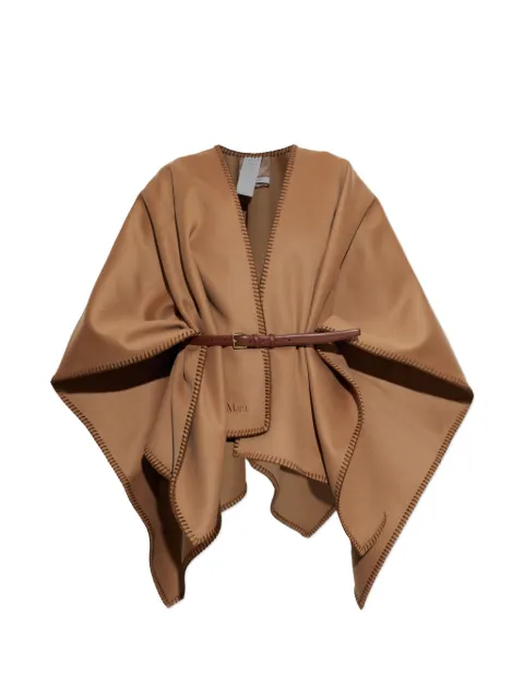 Max Mara belted whipstitch-trim poncho Neutrals MXACOLOMBA2624546121