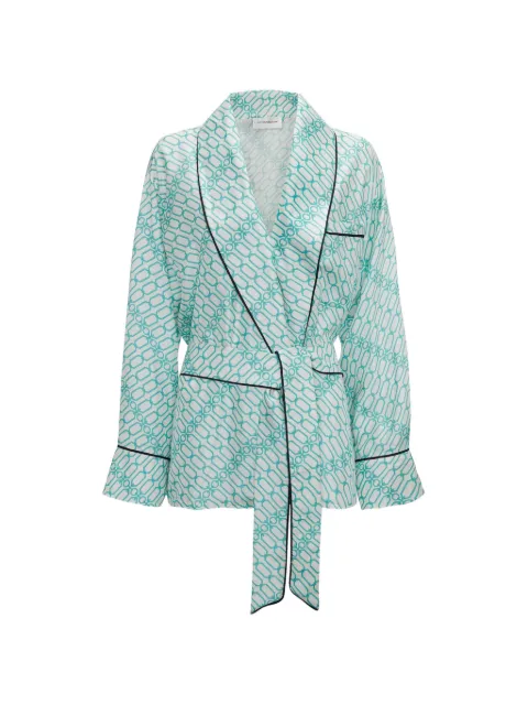 Victoria Beckham Alba Portofino-print belted jacket White 1326WSH006839E