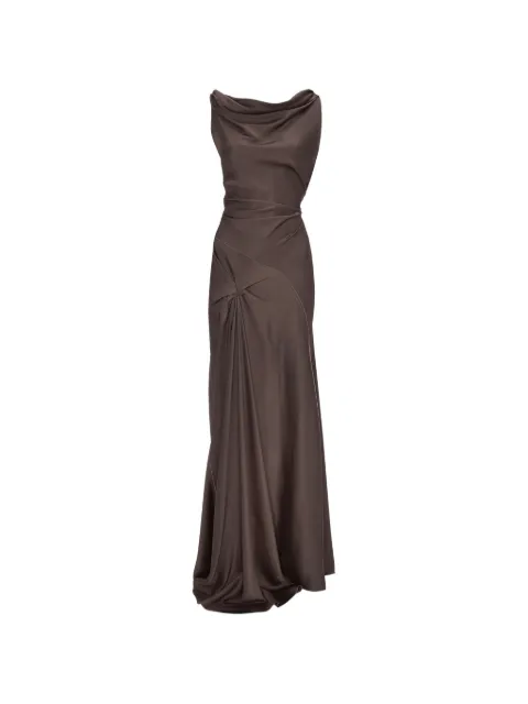 Victoria Beckham Posy draped maxi gown Brown 1226WDR007291A