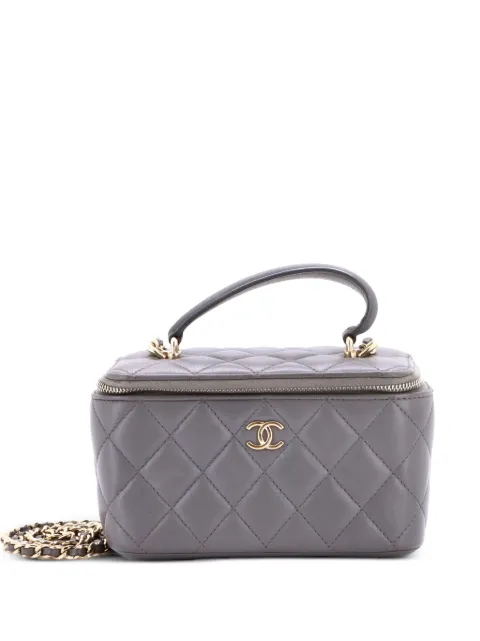 CHANEL Pre-Owned Classic Top Handle Vanity Case with Chain Quilted Lambskin Small crossbody bag Grey SWY396W3X4AKE8DI