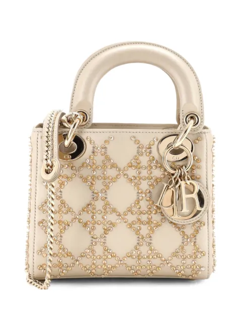 Christian Dior Pre-Owned Lady Dior Chain Bag Crystal Embellished Cannage Quilt Leather Mini satchel Neutrals 5E696S1EX5QELOO7