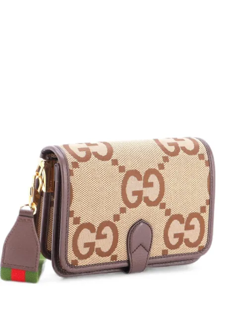 Gucci Pre-Owned Buckle Messenger Bag Jumbo GG Canvas Small crossbody bag Brown OQR9RIAZ7FE50VEE
