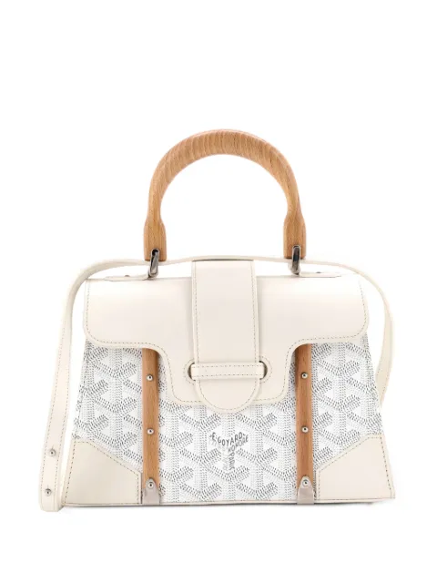 Goyard Pre-Owned Structured Saigon Top Handle Bag Coated Canvas with Leather Mini satchel White 4X56KW9SQXQJEIQU