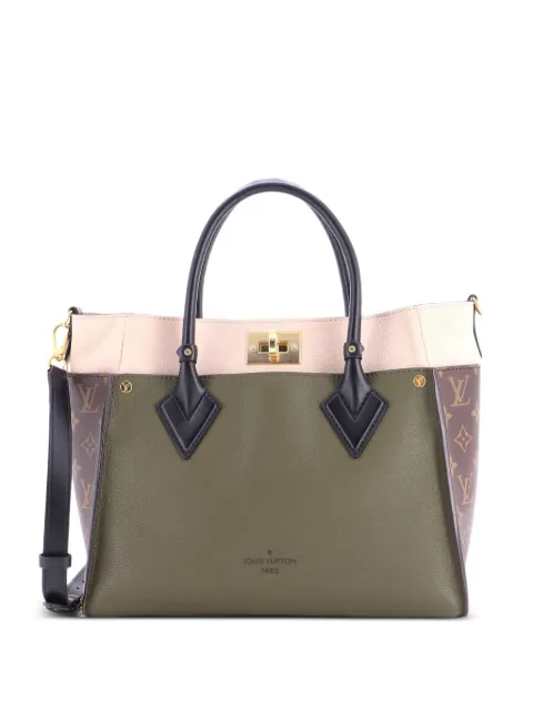 Louis Vuitton Pre-Owned On My Side Leather with Monogram Canvas MM tote bag Green 038T7B2YWHIWYZYD