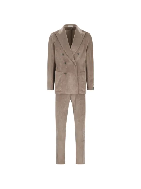 Tagliatore double-breasted corduroy suit Brown 2SHO20K01AI020002F1131480