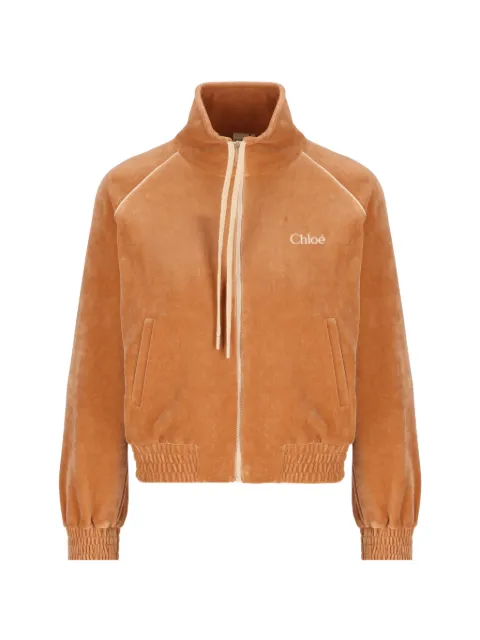 Chloé logo-embroidered velvet sweater Orange CH26AJH25188