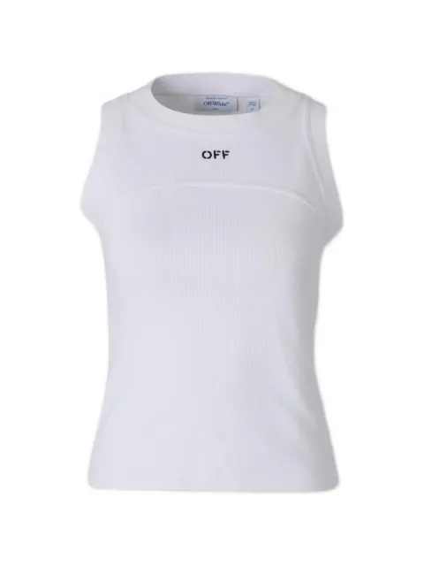 Off-White logo-print ribbed top White 2FA00673TW102